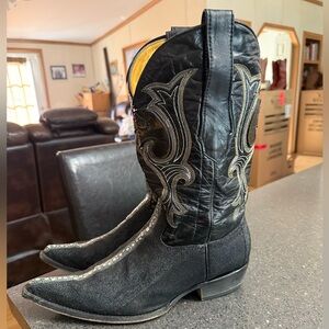 Cold River Black Stingray Leather Western Cowboy Boots size 10 Men's.
